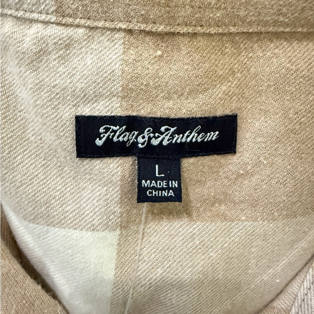 Flag & Anthem Women’s Flannel Snap Shirt · Size Large · Tan & Cream Plaid - Picture 3 of 6